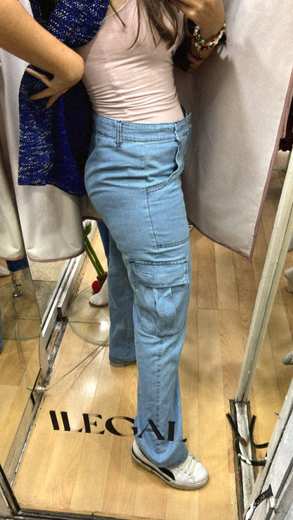 Kathy Cargo Chambray Pant