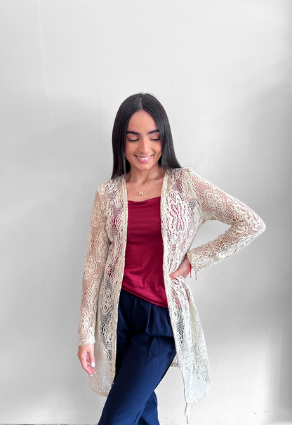 Maxi Cardigan Encaje