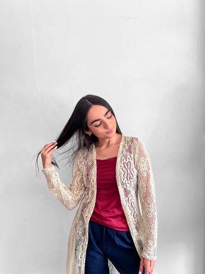 Maxi Cardigan Encaje