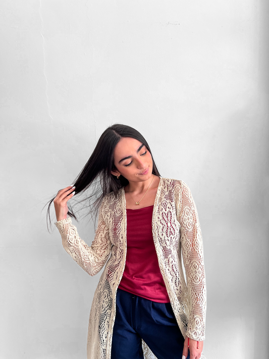 Maxi Cardigan Encaje