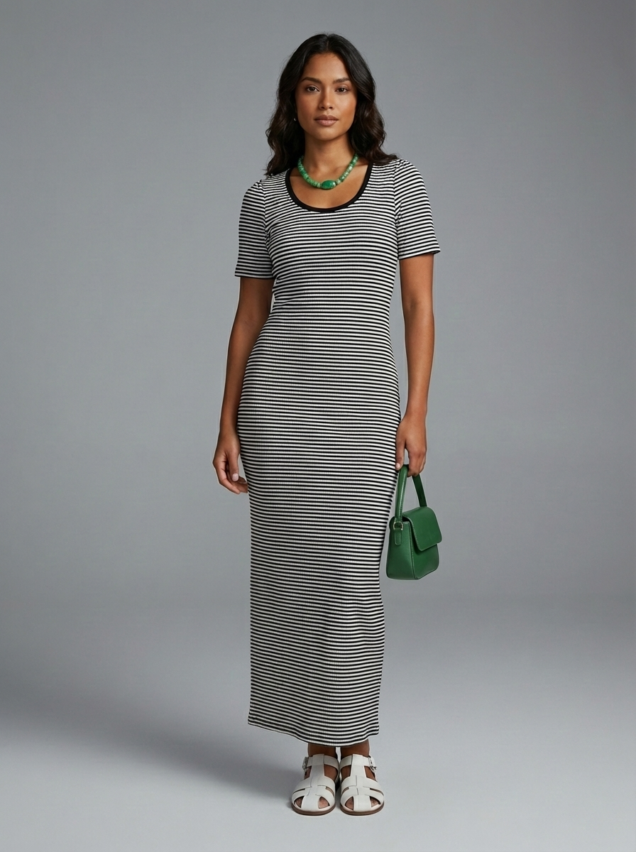 Vestido de rayas estilo náutico Venezuela para un look de playa elegante