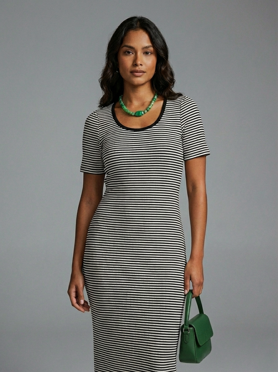 Outfit veraniego con vestido de rayas estilo náutico Venezuela