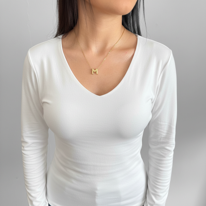 Top Manga Larga Cuello V